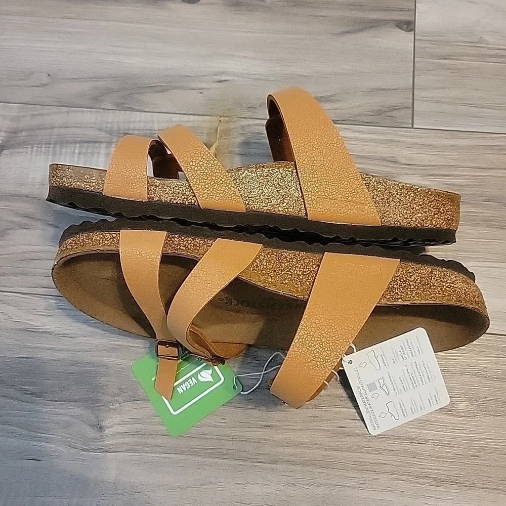 Birkenstock Sandals New Franca Pecan Birkibuc Vegan Tan Womens 8 US 39 EU NEW - Picture 7 of 10